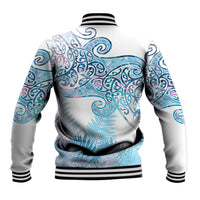 Aotearoa Maori Koru Curves Baseball Jacket Aqua Paua Shell LT7 - Polynesian Pride