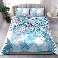 Aotearoa Maori Koru Curves Bedding Set Aqua Paua Shell LT7 - Polynesian Pride