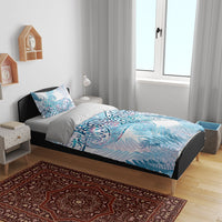 Aotearoa Maori Koru Curves Bedding Set Aqua Paua Shell LT7 - Polynesian Pride