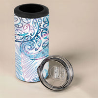 Aotearoa Maori Koru Curves 4 in 1 Can Cooler Tumbler Aqua Paua Shell LT7 - Polynesian Pride
