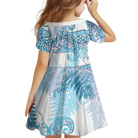 Aotearoa Maori Koru Curves Family Matching Off Shoulder Short Dress and Hawaiian Shirt Aqua Paua Shell