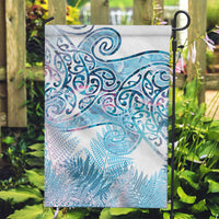 Aotearoa Maori Koru Curves Garden Flag Aqua Paua Shell LT7 Garden Flag Blue - Polynesian Pride