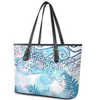 Aotearoa Maori Koru Curves Leather Tote Bag Aqua Paua Shell LT7 - Polynesian Pride