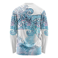 Aotearoa Maori Koru Curves Long Sleeve Shirt Aqua Paua Shell LT7 - Polynesian Pride