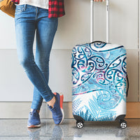 Aotearoa Maori Koru Curves Luggage Cover Aqua Paua Shell LT7 - Polynesian Pride