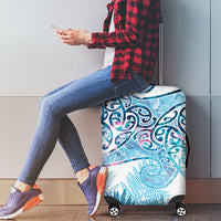 Aotearoa Maori Koru Curves Luggage Cover Aqua Paua Shell LT7 - Polynesian Pride