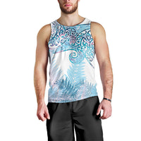 Aotearoa Maori Koru Curves Men Tank Top Aqua Paua Shell LT7 - Polynesian Pride