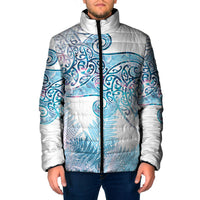 Aotearoa Maori Koru Curves Padded Jacket Aqua Paua Shell LT7 Men Blue - Polynesian Pride