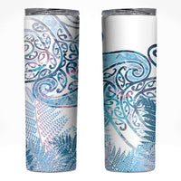 Aotearoa Maori Koru Curves Skinny Tumbler Aqua Paua Shell LT7 Blue - Polynesian Pride