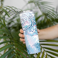 Aotearoa Maori Koru Curves Skinny Tumbler Aqua Paua Shell LT7 - Polynesian Pride