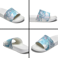 Aotearoa Maori Koru Curves Slide Sandals Aqua Paua Shell LT7 - Polynesian Pride