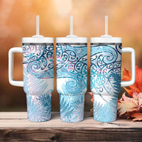 Aotearoa Maori Koru Curves Tumbler With Handle Aqua Paua Shell LT7 - Polynesian Pride