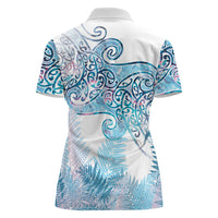 Aotearoa Maori Koru Curves Women Polo Shirt Aqua Paua Shell LT7 - Polynesian Pride