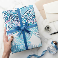 Aotearoa Maori Koru Curves Wrapping Paper Aqua Paua Shell LT7 - Polynesian Pride
