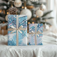 Aotearoa Maori Koru Curves Wrapping Paper Aqua Paua Shell LT7 - Polynesian Pride