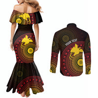 Papua New Guinea Independence Personalized Couples Matching Mermaid Dress and Long Sleeve Button Shirt Tapa Circle LT7 - Polynesian Pride