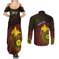 Papua New Guinea Independence Personalized Couples Matching Summer Maxi Dress and Long Sleeve Button Shirt Tapa Circle LT7 - Polynesian Pride