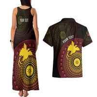 Papua New Guinea Independence Personalized Couples Matching Tank Maxi Dress and Hawaiian Shirt Tapa Circle
