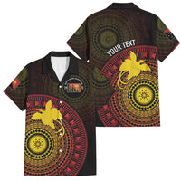 Papua New Guinea Independence Personalized Family Matching Off Shoulder Maxi Dress and Hawaiian Shirt Tapa Circle LT7 Dad's Shirt - Short Sleeve Black - Polynesian Pride
