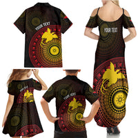 Papua New Guinea Independence Personalized Family Matching Summer Maxi Dress and Hawaiian Shirt Tapa Circle LT7 Mom's Dress Black - Polynesian Pride