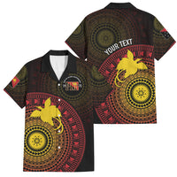 Papua New Guinea Independence Personalized Family Matching Tank Maxi Dress and Hawaiian Shirt Tapa Circle LT7 Dad's Shirt - Short Sleeve Black - Polynesian Pride