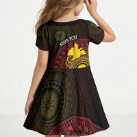 Papua New Guinea Independence Personalized Kid Short Sleeve Dress Tapa Circle LT7 - Polynesian Pride