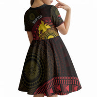 Papua New Guinea Independence Personalized Kid Short Sleeve Dress Tapa Circle LT7 - Polynesian Pride