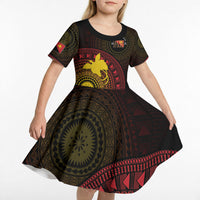 Papua New Guinea Independence Personalized Kid Short Sleeve Dress Tapa Circle LT7 - Polynesian Pride