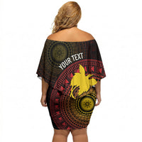 Papua New Guinea Independence Personalized Off Shoulder Short Dress Tapa Circle LT7 - Polynesian Pride