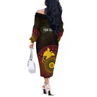 Papua New Guinea Independence Personalized Off The Shoulder Long Sleeve Dress Tapa Circle LT7 - Polynesian Pride