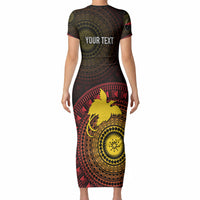 Papua New Guinea Independence Personalized Short Sleeve Bodycon Dress Tapa Circle LT7 - Polynesian Pride