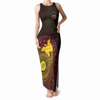 Papua New Guinea Independence Personalized Tank Maxi Dress Tapa Circle LT7 Women Black - Polynesian Pride