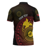 Papua New Guinea Independence Personalized Zipper Polo Shirt Tapa Circle LT7 - Polynesian Pride