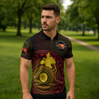 Papua New Guinea Independence Personalized Zipper Polo Shirt Tapa Circle LT7 - Polynesian Pride