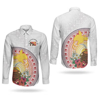 Hapi De Bilong Indipendens Papua New Guinea Couples Matching Off Shoulder Maxi Dress and Long Sleeve Button Shirt PNG Lime Pot LT7 - Polynesian Pride