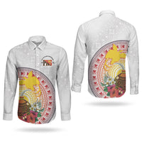 Hapi De Bilong Indipendens Papua New Guinea Couples Matching Puletasi and Long Sleeve Button Shirt PNG Lime Pot LT7 - Polynesian Pride