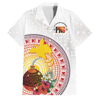 Hapi De Bilong Indipendens Papua New Guinea Family Matching Long Sleeve Bodycon Dress and Hawaiian Shirt PNG Lime Pot LT7 Dad's Shirt - Short Sleeve White - Polynesian Pride