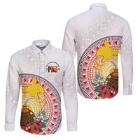 Hapi De Bilong Indipendens Papua New Guinea Family Matching Long Sleeve Bodycon Dress and Hawaiian Shirt PNG Lime Pot LT7 Dad's Shirt - Long Sleeve White - Polynesian Pride