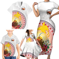 Hapi De Bilong Indipendens Papua New Guinea Family Matching Short Sleeve Bodycon Dress and Hawaiian Shirt PNG Lime Pot
