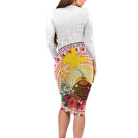 Hapi De Bilong Indipendens Papua New Guinea Long Sleeve Bodycon Dress PNG Lime Pot