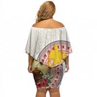 Hapi De Bilong Indipendens Papua New Guinea Off Shoulder Short Dress PNG Lime Pot LT7 - Polynesian Pride