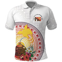Hapi De Bilong Indipendens Papua New Guinea Polo Shirt PNG Lime Pot LT7 White - Polynesian Pride