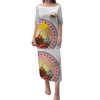 Hapi De Bilong Indipendens Papua New Guinea Puletasi PNG Lime Pot LT7 Long Dress White - Polynesian Pride