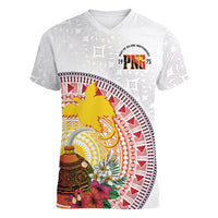 Hapi De Bilong Indipendens Papua New Guinea Women V-Neck T-Shirt PNG Lime Pot
