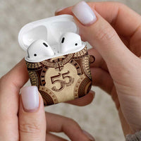 Bula Fiji Day 55th Anniversary Masi Tapa AirPods Case Emerald Jubilee - Beige LT7 - Polynesian Pride