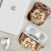 Bula Fiji Day 55th Anniversary Masi Tapa AirPods Case Emerald Jubilee - Beige LT7 - Polynesian Pride