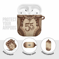 Bula Fiji Day 55th Anniversary Masi Tapa AirPods Case Emerald Jubilee - Beige LT7 - Polynesian Pride