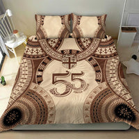 Bula Fiji Day 55th Anniversary Masi Tapa Bedding Set Emerald Jubilee - Beige - Polynesian Pride