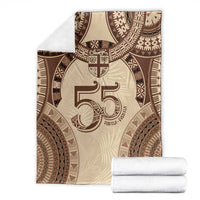 Bula Fiji Day 55th Anniversary Masi Tapa Blanket Emerald Jubilee - Beige - Polynesian Pride