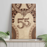 Bula Fiji Day 55th Anniversary Masi Tapa Canvas Wall Art Emerald Jubilee - Beige - Polynesian Pride